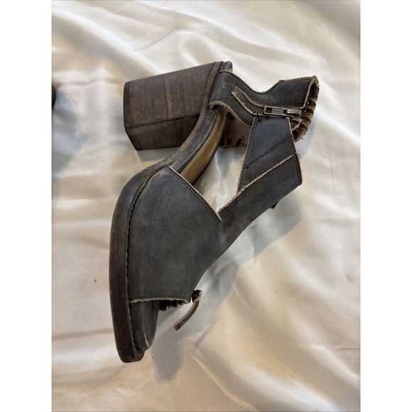 Farylrobin Loki Full Leather Chunky Heel‎ Sandal Womens Size 7.5 Gray Black - Picture 5 of 11